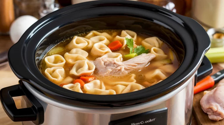 Easy Slow Cooker Chicken Tortellini Soup