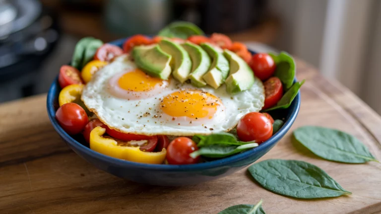 Low-Carb Breakfast Bowl with Eggs and Avocado
