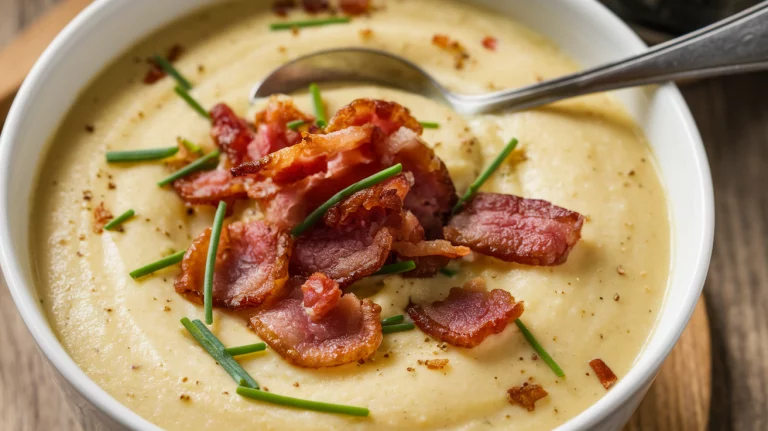 Creamy Baked Potato Soup with Crispy Bacon